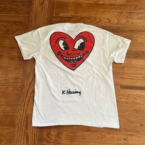 Keith Haring T Shirt White Red Heart Graphic Ripple Junction Pop Art M